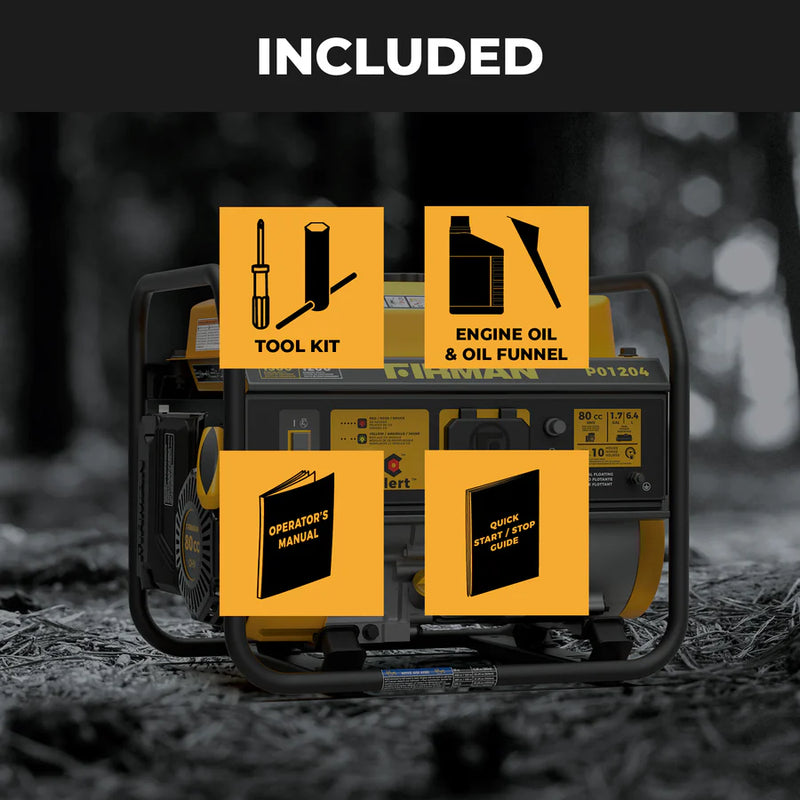 Firman Power Equipment Gas Portable Generator 1500W Recoil Start with CO Alert P01204 - Refurbished