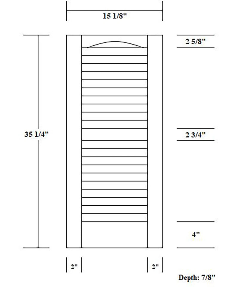 Perfect Shutters, inc. Premier Louvre 35" x 15" Paintable Exterior Shutters (Set of 2) PSIN1033-35 - Like New