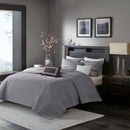 Madison Park Rhapsody 6 Piece Full/Queen Reversible Jacquard Quilt Set with Throw Pillows in Grey C007104395 - Like New