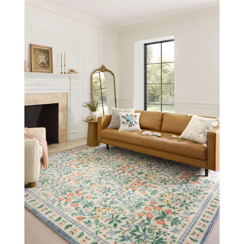 Rifle Paper Co. x Loloi 5' x 7'6" Eden Mughal Garden Cream Rug feat CloudPile RPCL1056 - Like New