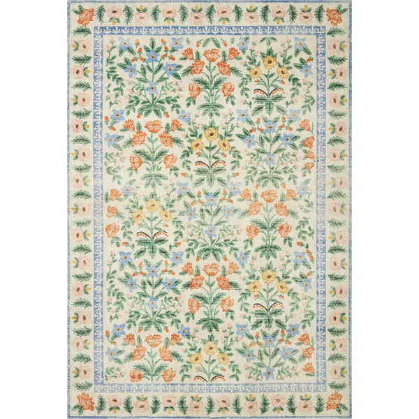 Rifle Paper Co. x Loloi 5' x 7'6" Eden Mughal Garden Cream Rug feat CloudPile RPCL1056 - Like New