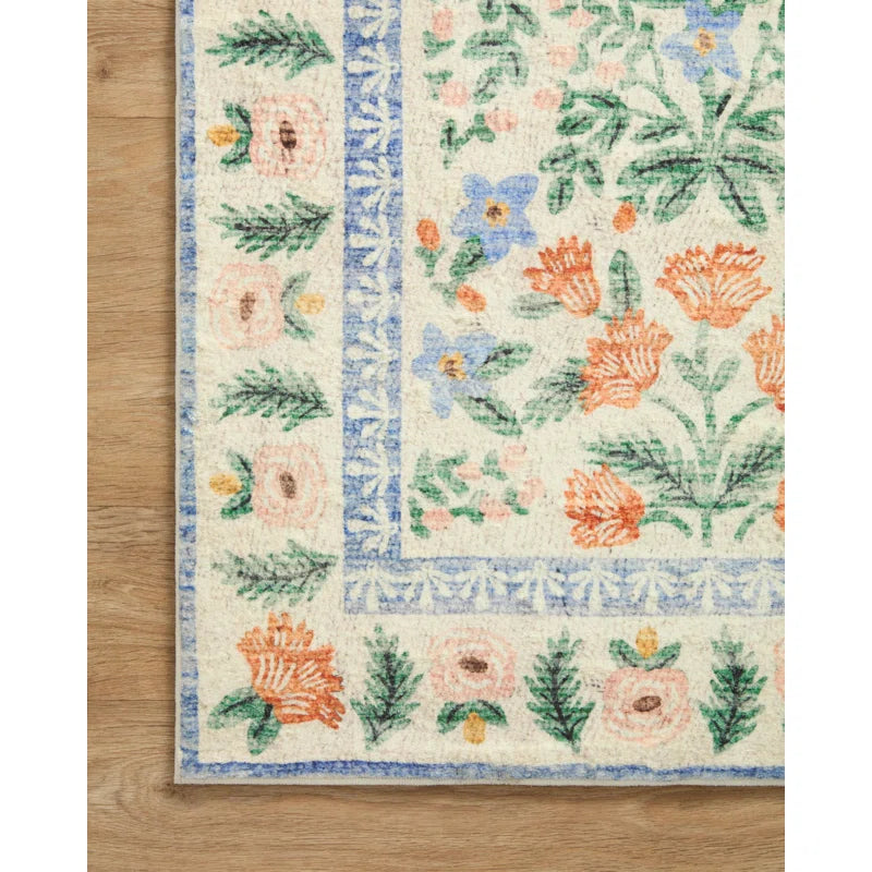 Rifle Paper Co. x Loloi 5' x 7'6" Eden Mughal Garden Cream Rug feat CloudPile RPCL1056 - Like New