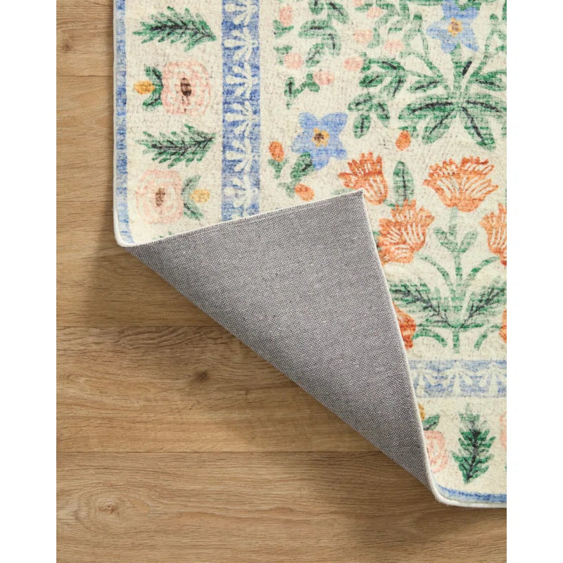 Rifle Paper Co. x Loloi 5' x 7'6" Eden Mughal Garden Cream Rug feat CloudPile RPCL1056 - Like New