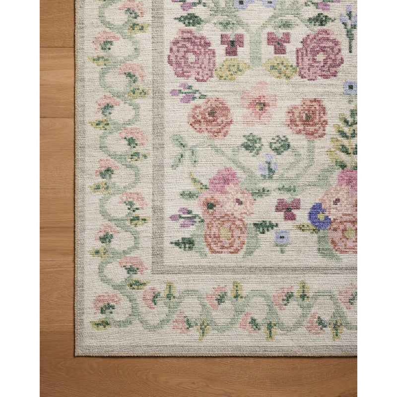 Rifle Paper Co. x Loloi Rosa 7' 6" X 9' 6" Ivory Area Rug RPCL1230- Like New