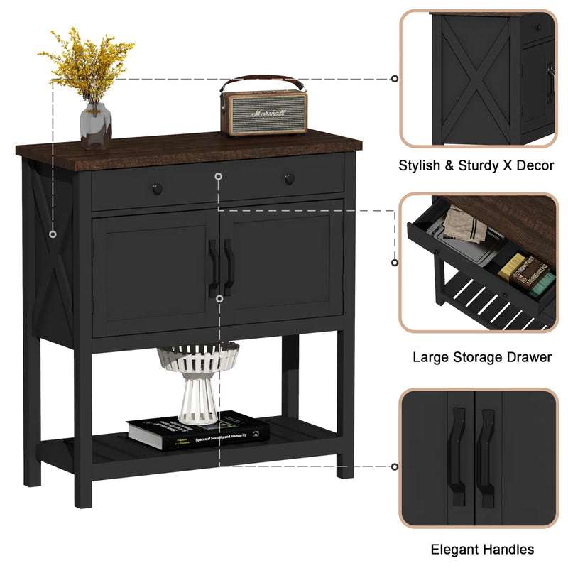 Winston Porter Runette 35.4'' Console Table on Dark Brown/Black KMKL1154 - Refurbished