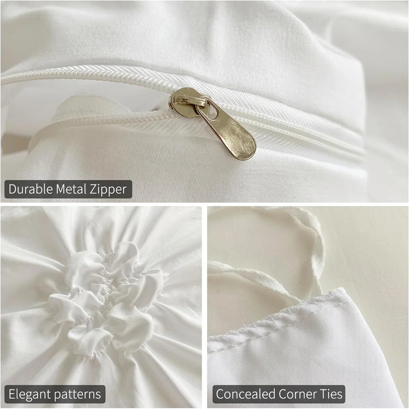 Nayoroom Rustic French Style Flower Pinch King Duvet Cover Set C110688140 - Like New