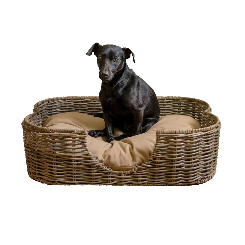 Tucker Murphy Pet™ 27" Tropical Handwoven Rattan Dog Bed with Machine Washable Cushion TEIL103-S - Refurbished