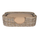 Lit pour chien Tucker Murphy Pet™ 27 po en rotin tressé à la main, style tropical, avec coussin lavable en machine TEIL103-S - Comme neuf 