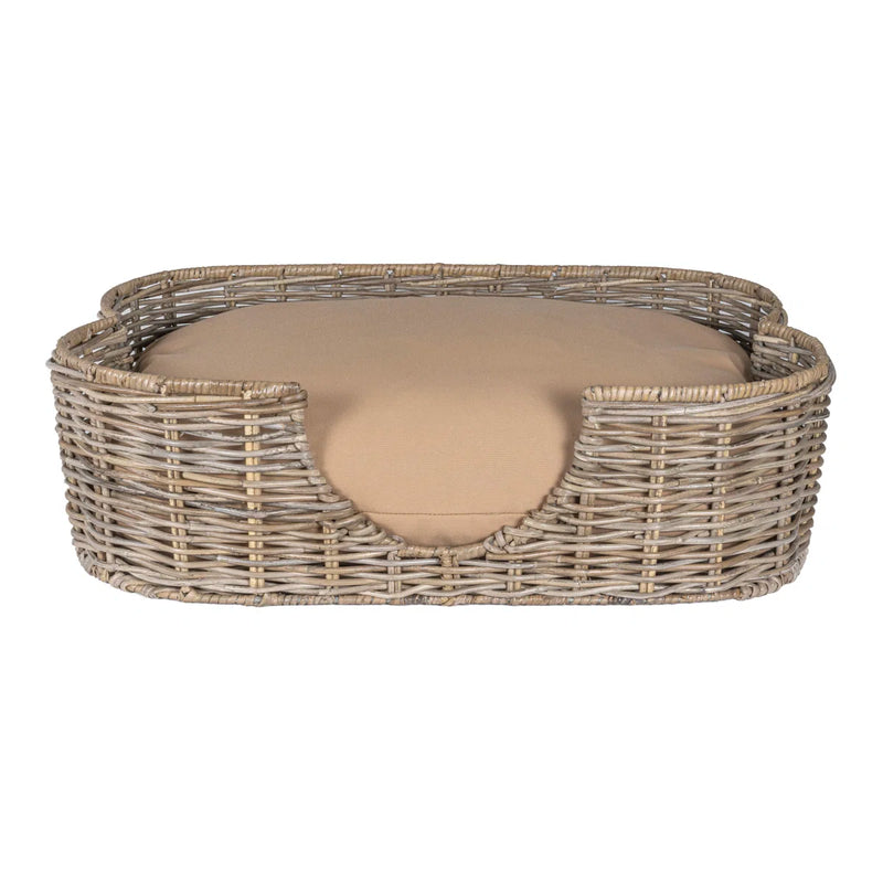 Tucker Murphy Pet™ 27" Tropical Handwoven Rattan Dog Bed with Machine Washable Cushion TEIL103-S - Refurbished