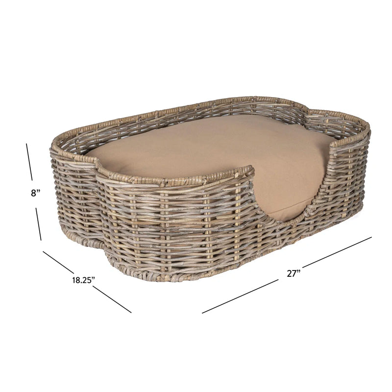 Tucker Murphy Pet™ 27" Tropical Handwoven Rattan Dog Bed with Machine Washable Cushion TEIL103-S - Refurbished