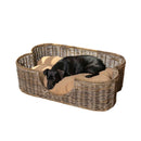 Lit pour chien Tucker Murphy Pet™ 31 po en rotin tressé à la main, style tropical, avec coussin lavable en machine TEIL1032-L - Comme neuf 