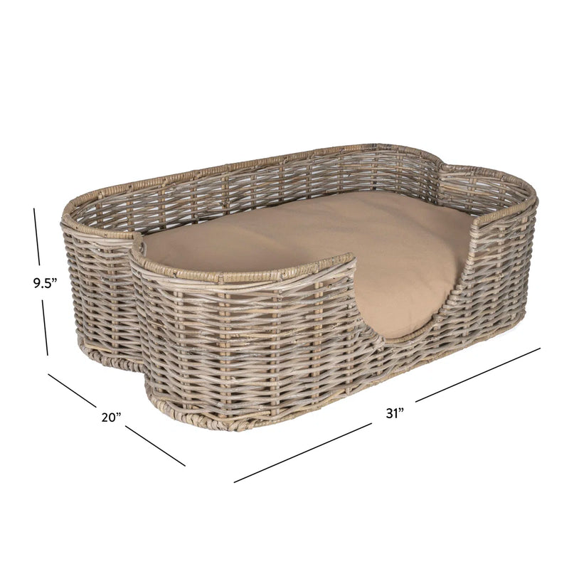 Tucker Murphy Pet™ 31" Tropical Handwoven Rattan Dog Bed with Machine Washable Cushion TEIL1032-L - Refurbished