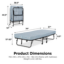Signature Sleep Folding Metal Guest Bed with 5 Inch Floral Mattress