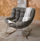 Hometrends Isla Steel Outdoor Patio Chair with Cushion – Grey (Non-Rocking)