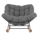 Hometrends Isla Steel Outdoor Patio Chair with Cushion – Grey (Non-Rocking)