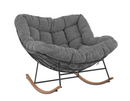 Hometrends Isla Steel Outdoor Patio Chair with Cushion – Grey (Non-Rocking)