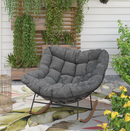 Hometrends Isla Steel Outdoor Patio Chair with Cushion – Grey (Non-Rocking)