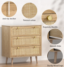 Eumyviv 3-Drawer Rattan Dresser, Rustic Oak *Wood Knobs