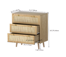 Eumyviv 3-Drawer Rattan Dresser, Rustic Oak *Wood Knobs