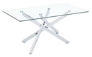 Stylish 39.37" Tempered Glass Coffee Table with Silver Chrome Plated Metal Legs