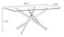 Stylish 39.37" Tempered Glass Coffee Table with Silver Chrome Plated Metal Legs