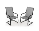 Costway 2-Piece Gray C-Spring Motion Patio Dining Chairs