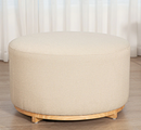 EXTRA COMFY 28" Modern Round Ottoman with Wood base - Cream