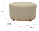 EXTRA COMFY 28" Modern Round Ottoman with Wood base - Cream