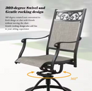 Ulax Black Swivel Textilene Cast Aluminum Outdoor Dining Chair - Set of 2
