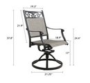 Ulax Black Swivel Textilene Cast Aluminum Outdoor Dining Chair - Set of 2