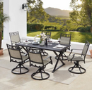 Ulax Black Swivel Textilene Cast Aluminum Outdoor Dining Chair - Set of 2