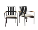 Ulax Aluminum Outdoor Dining Chair with Beige Seat Cushion (Set of 2)
