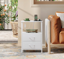 Somdot 2-Drawer Nightstand with Charging Station & Adjustable LED Lights