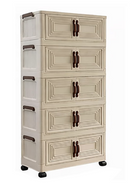 Intexca 5-Tier Foldable Storage Cabinet with Doors and Wheels