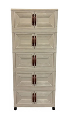 Intexca 5-Tier Foldable Storage Cabinet with Doors and Wheels