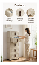 Intexca 5-Tier Foldable Storage Cabinet with Doors and Wheels