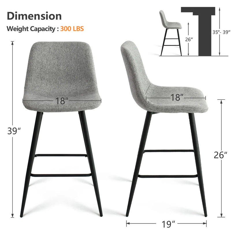 Mercury Row Seidman 26" Upholstered Low Back Counter Stool (Set of 2) in Grey *No Hardware*C005224940 - Refurbished