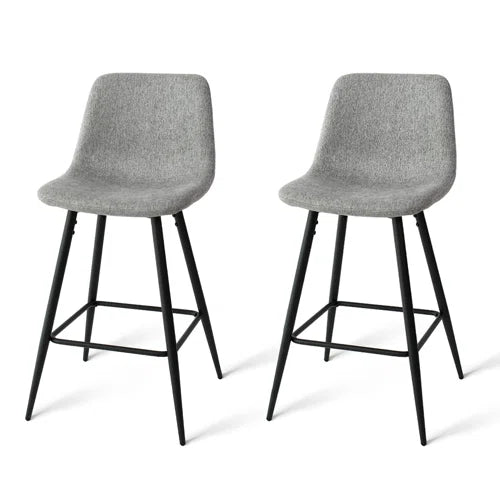 Mercury Row Seidman 26" Upholstered Low Back Counter Stool (Set of 2) in Grey *No Hardware*C005224940 - Refurbished