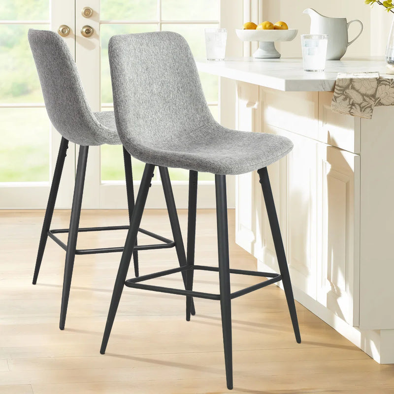 Mercury Row Seidman 26" Upholstered Low Back Counter Stool (Set of 2) in Grey *No Hardware*C005224940 - Refurbished