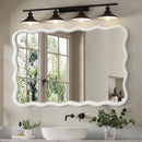 TEWLOSS 30" x 20" Wavy Wood Framed Mirror
