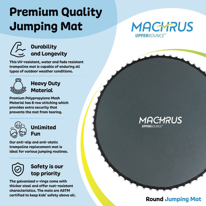 Machrus Upper Bounce 13ft Round Frame & 5.5" Spring Trampoline Replacement Mat with Sturdy 80 V-Rings UBMAT-13-80-5.5 - Like New