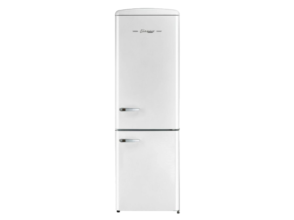 Unique 24 inch 12 cu Retro Bottom Mount Fridge *Frontal Damage* UGP-330L W AC - Marshmallow White - Scratch and Dent
