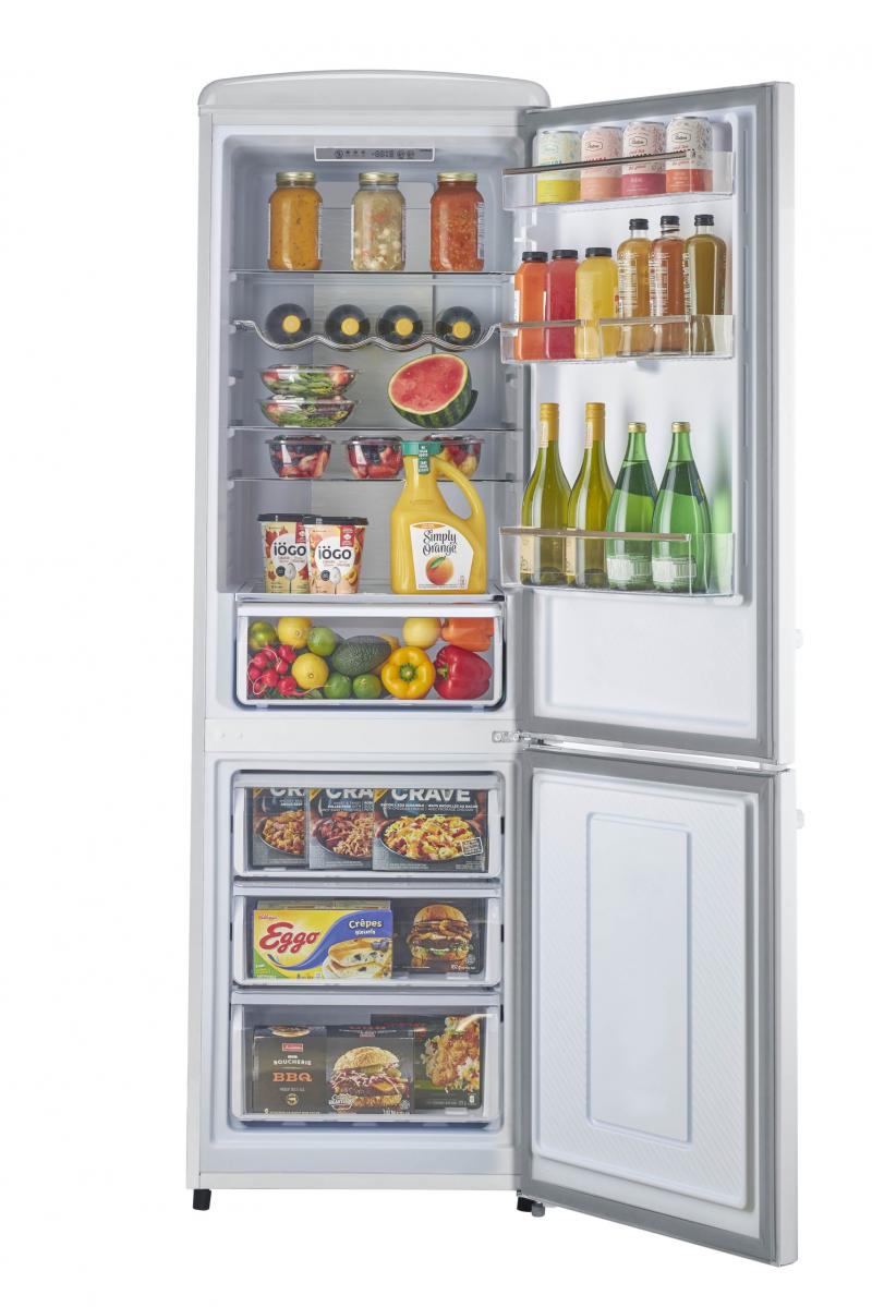 Unique 24 inch 12 cu Retro Bottom Mount Fridge *Frontal Damage* UGP-330L W AC - Marshmallow White - Scratch and Dent