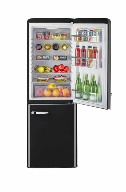 Unique 22 inch 7 cu Retro Bottom Mount Fridge UGP-215L B AC - Midnight Black - Scratch and Dent