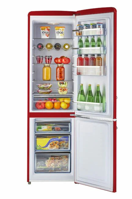 Unique 22 inch 9 cu Retro Bottom Mount Fridge UGP-275L R AC - Candy Red - Scratch and Dent
