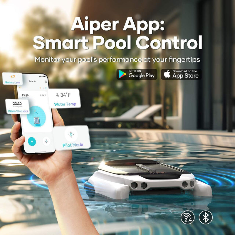 Aiper Solar Powered Cordless Robotic Pool Skimmer with Smart Navigation & Ultrasonic Detection Surfer M1 - Refurbished