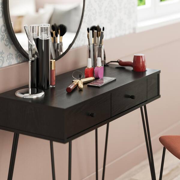 Novogratz Kimberly At Home Vanity with Drawers in Black Oak MCCE2159 - Refurbished