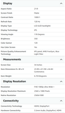 CRUA 34'' Ultrawide Gaming Computer Monitor