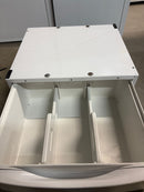 27" Washer / Dryer Laundry Pedestal with Storage Drawer – White