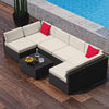 Hearth & Harbor 3-Piece Black Wicker Outdoor Patio Furniture *with only 2 Chairs & Coffee Table* in Off White NB-PFW-7-B/OW - Refurbished